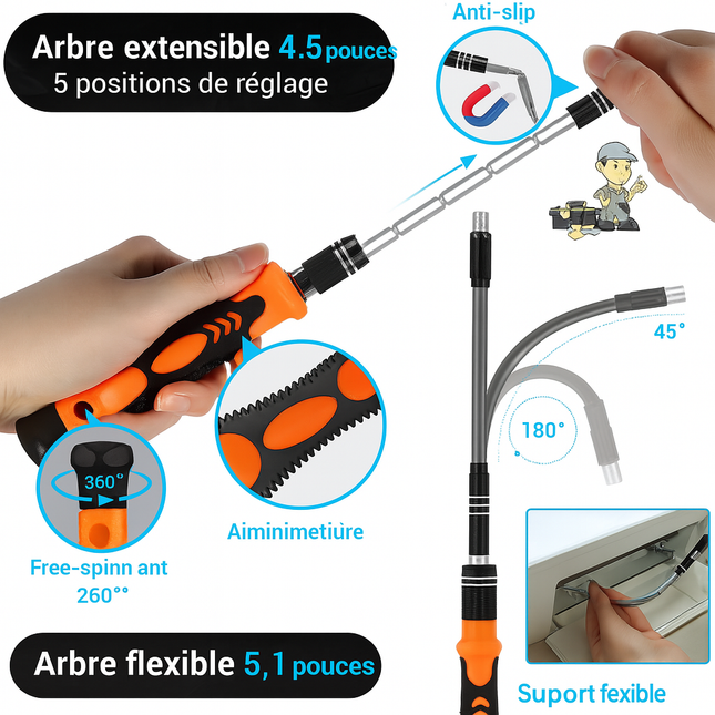 Kit d’Embouts de Tournevis Magnétiques de Précision – Embouts Hexagonaux & Torx avec Poignée – Réparation Téléphone, PC & Électronique