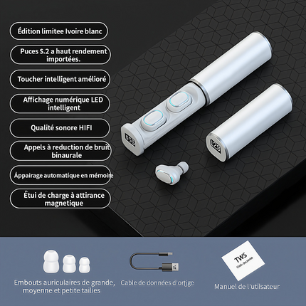 TWS N21 – Écouteurs Sans Fil Bluetooth Haute Qualité – Micro Intégré – Sport Étanche – Son HD & Appels Silencieux