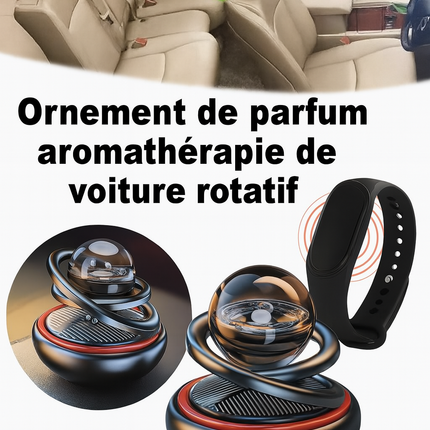 Ornement Solaire Rotatif Double Boule de Cristal – Parfum & Élégance pour Votre Voiture