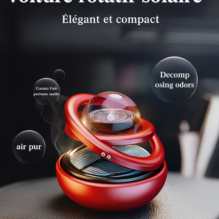 Ornement Solaire Rotatif Double Boule de Cristal – Parfum & Élégance pour Votre Voiture