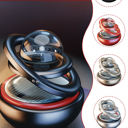Ornement Solaire Rotatif Double Boule de Cristal – Parfum & Élégance pour Votre Voiture