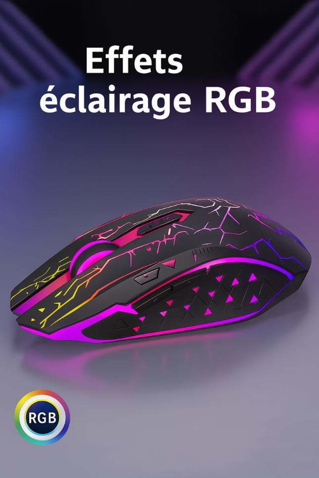 Souris Sans Fil 2.4G & Bluetooth – Gaming, Silencieuse, Rechargeable, 800‑1600 DPI pour PC & MacBook